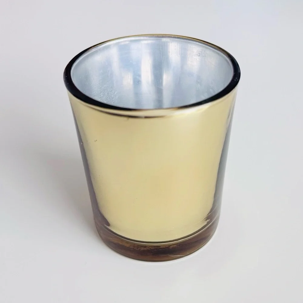VINTAGE 3” Gold Glass Votive Candle Holder